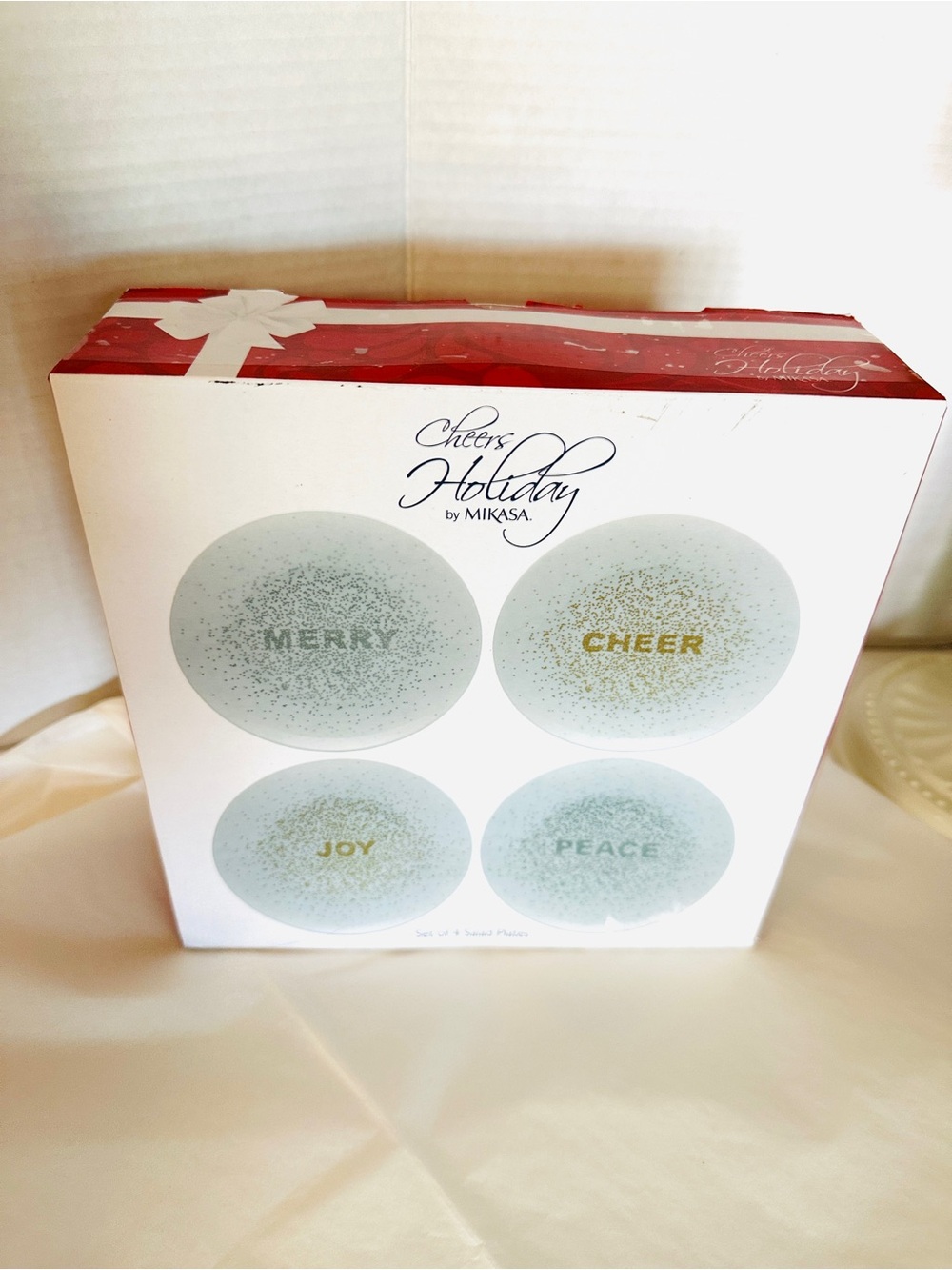 Mikasa “Cheers Holiday” Confetti Salad Plates Set of 4  - NWOT Original Box